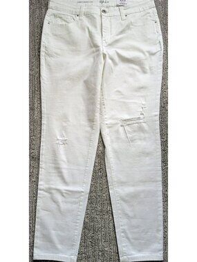 NWT Style & Co. White Curvy Skinny Distressed Jeans 12